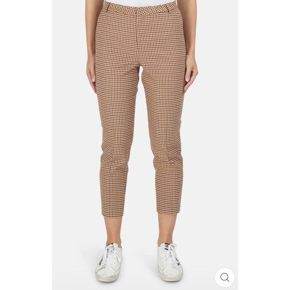 L'AGENCE Ludivine Trouser Pants Tan Houndstooth Size 8